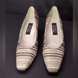 Stuart Weitzman Women's Striped Brown and Cream Heels size 7.5 pre owned